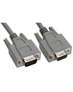 Amphenol CS-DSDHD15MF0-005 15-Pin HD15 Deluxe D-Sub Cable, Shielded, Male/Female, 5', Gray
