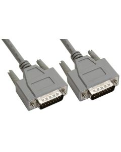 Amphenol CS-DSSMDB15MM-010 15-Pin DB15 D-Sub Cable, Shielded, Male/Male, 10', Gray